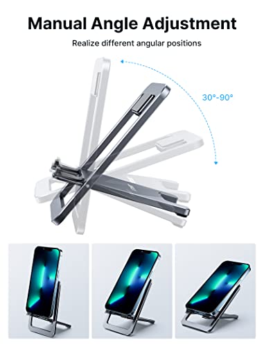 Cell Phone Stand, Jsaux Foldable Aluminum Adjustable Phone Holder For Desk Portable Travel Holder Office Desk Accessories Compatible For Iphone 14 13 12 11 Pro Max X Xr Samsung S22 S21 A53 Switch Grey #TOP4