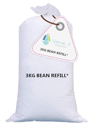 Image of NORMAN JR Premium Virgin Grade Thermocol Balls Refill for Pillows, Sofa, Bean Bags, Soft Toys & Beans for Bean Bag Refill 3 Kg (White)