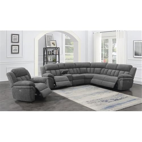 Sillón reclinable con espuma fría y tapizado gris miniatura 2