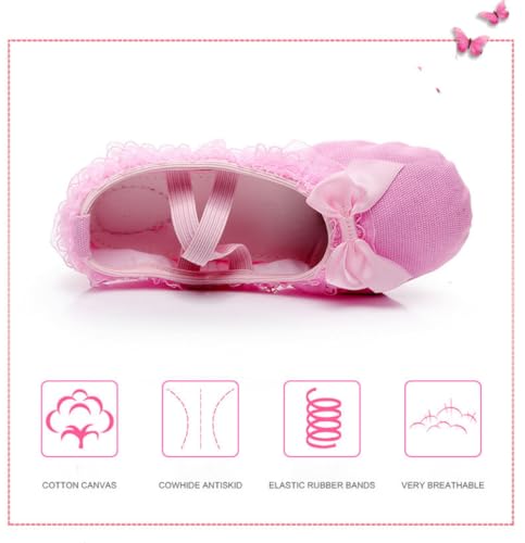 Soft Soled Dance Shoes - Bow Tie Lace Canvas Ballet Shoes & Ballet Flats for Girls Perfect for Toddler/Little Kid/Big Kid4