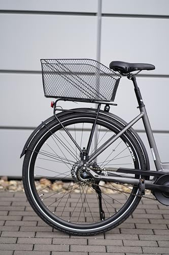 Prophete Fahrradkorb XXL, für Gepäckträger, engmaschiges Wabengitter, PE-kunststoffbeschichtet, inklusive Befestigungsmaterial, Feste Montage, max. 10 kg Tragkraft, 460 x 295 x 225 mm