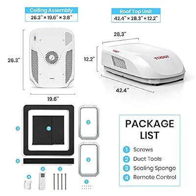 TOSOT GO Cool RV Air Conditioner 16,000 BTU, Non-Ducted Camper Rooftop AC Unit with Heat Pump, WiFi and Remote Control, White