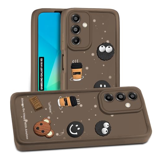 Image of AESTMO Back Case Cover for Samsung Galaxy A16 5G Cover | Cute Fun Cartoon 3D Ball | Coffee Silicone Case | Full Body Protection | Camera Protection Back Cover for Samsung Galaxy A16 5G (Brown)