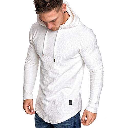 Cot-Oath Mens Workout Sweatshirt Athletic Hoodies - Stylish Gym Running Hoodies Lightweight Pullover White #TOP18