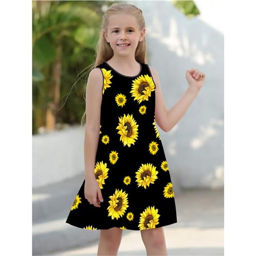CHAOS MONKEY Girls Animal Print Dress Cute Cartoon Graphic Sleeveless Dress Kids Summer Casual A Line Dresses3