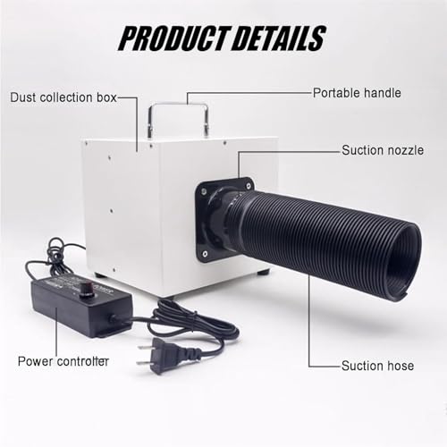 Aspiradora colectora de polvo de 120 W, velocidad ajustable, filtro extraíble, tubo telescópico para moler, pulir, trabajar la madera y tallar