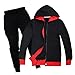 Preppy Aesthetic Tracksuits for Boys Girls Graphic Full Zip Hooded Sweatshirt & Jogger Pants Fashion Sweatsuit Black 5-6 Years
