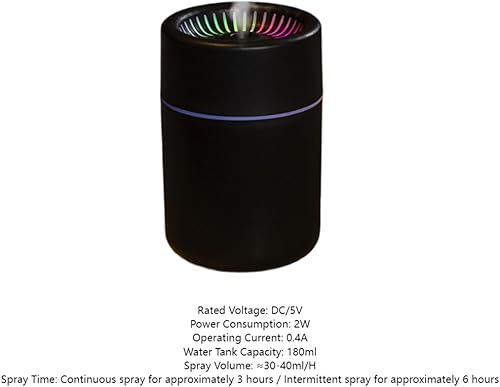 Miniatura 3 de USB Humidifier with 7-Color Ambient Light, Portable Mini Air Moisturizer for Bedroom, Office, or Car, Quiet Operation, Easy One-Button Control, USB