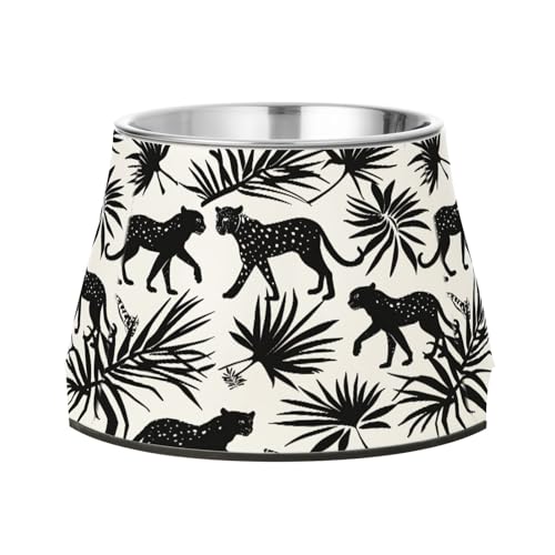 Ciotola rialzata per cani con sagome astratte di leopardi, 540 ml, ciotola per animali domestici, in acciaio inox, antiscivolo, ad alta capacità, ciotola per gatti