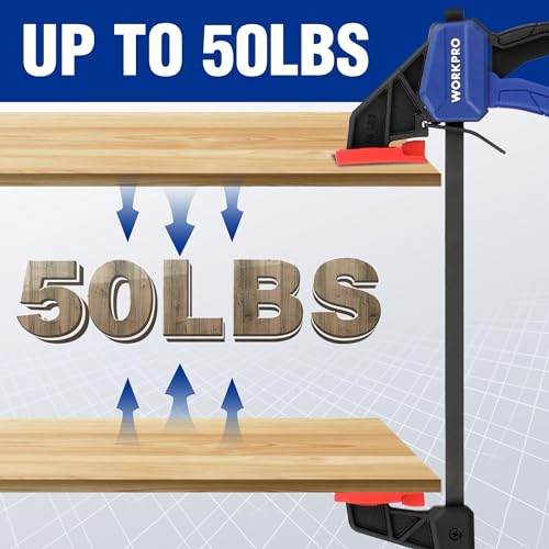 Image of WORKPRO 6 inch Mini Bar Clamps for Woodworking, One-Handed Clamp /Spreader, Wood Clamps Set, Screw Change F Clamps with 50LBS Load Limit, 8 Pack