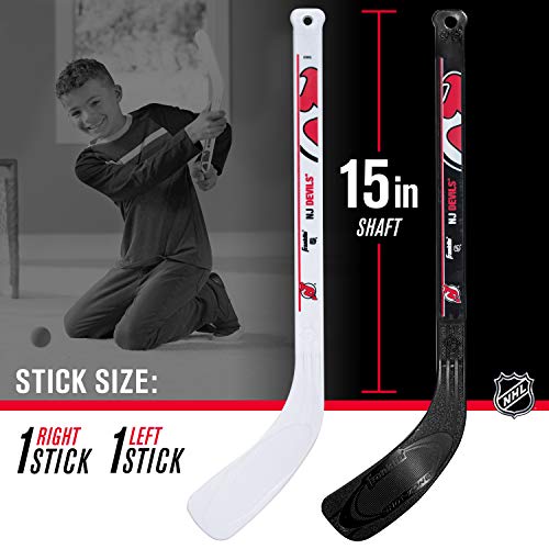 Franklin Sports New Jersey Devils Mini Hockey Set - Knee Hockey Goal, Ball, & 2 Hockey Stick Combo Set - Mini Goal Net - Nhl Official Hockey Set , 28" X 20" X 12" #TOP3
