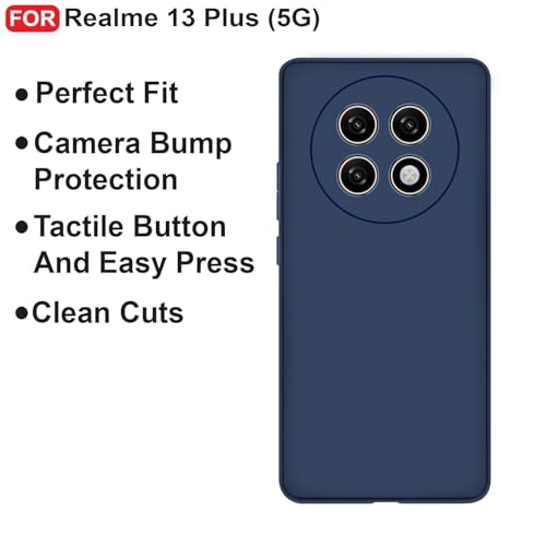 Image of Liquid Silicon TPU Cloth in-Side | Camera Protection Anti-Slip Grip Back Case Cover Compatible for Realme 15 Lite 5G - Starry Black