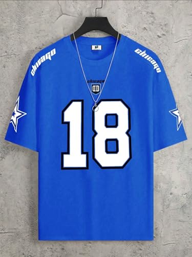 Image of SXV STYLE Chicago Sports Jersey, Number 18, Black with Red Graphics, Short Sleeve T-Shirt