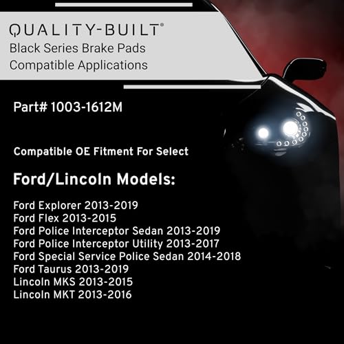 Image of QUALITY-BUILT Rear Semi-Metallic Brake Pads, Black Series 1003-1612M, Compatible with 2013-2019 Ford /Lincoln (Explorer,Flex,MKS,MKT,Police Interceptor Sedan,Police Interceptor Utility,Special Service)