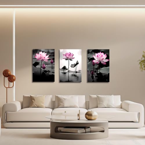 Paneles decorativos de flores de loto estilo minimalista de 20x30cm sin marco 3