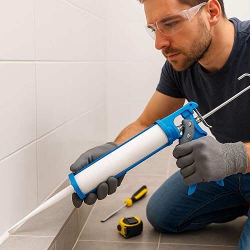 Image of HAXO 9-Inch Caulking Gun, 300g Lightweight, Sturdy Steel Body, Smooth Round Rod, 6:1 Thrust Ratio, For Acrylic, Latex & Silicone Sealants | Riveted End Caps | Hardened Plunger Bush