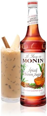 Monin Spiced Brown Sugar Syrup for Drinks- Gluten Free- 750 ml / 25.4 fl oz