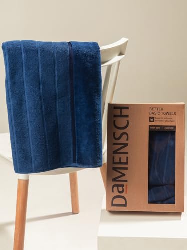 Image of DAMENSCH 100% Cotton Towels, Super Soft Towels Set, Ultra Absorbent Towel for Women, Quick Dry Face Towel for Men, Long Lasting Colours Bath, Hand and Face Towels-Nightfall Blue