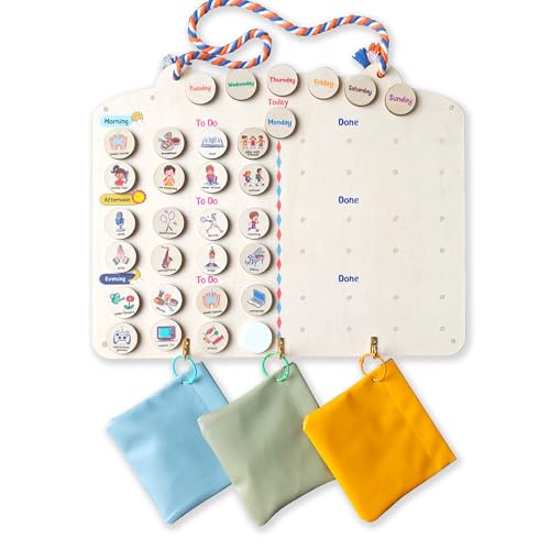 Wooden Magnetic Chore Chart for Kids Daily Routine&Task Board with