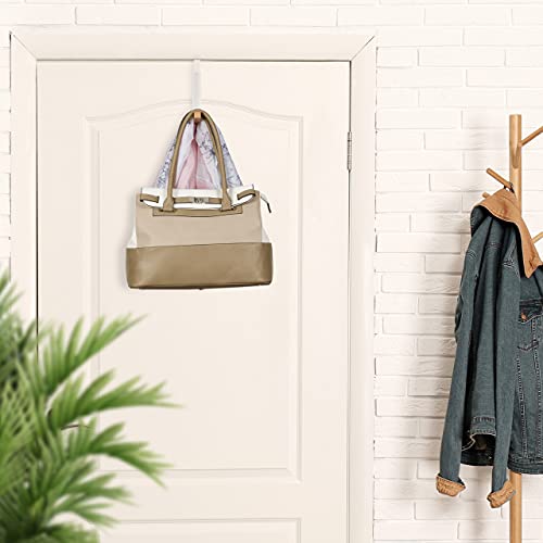 Relaxdays Türgarderobe klappbar, zum Einhängen, Türhaken für 6 Kleiderbügel, Metall & Holz, Haken für 2 cm Türfalz, weiß