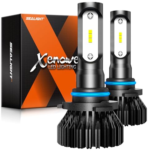 SEALIGHT H10 LED Fog Light Bulbs or DRL, 14000LM 600% Much Brighter Wide-angle Design, 6500K Xenon White 9140 9145 H10 LED Fog Lights, Lighting Range Over 1000FT, Plug and Play with Wire, Pack of 2
