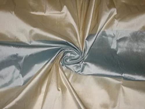 Soie bleu ciel et ivoire Dupioni DUPS30 de 137 cm de large au mètre