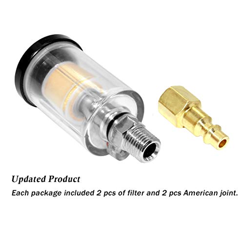 Beduan Water Oil Separator Filter, 1/4" Npt Male And Female Thread Spray Gun Filters Air Compressor Fitting Compressed Black（Pack Of 2） #TOP5