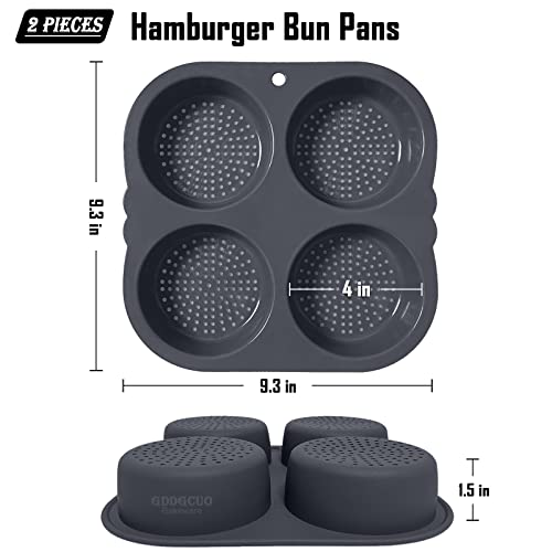 Gddgcuo Hamburger Bun Pan, 4 Inch Silicone Hamburger Bun Mold, 4 Cup Big Baking Pan For Homemade Hamburger Buns, Dishwasher Safe ＆ Bpa-Free #TOP4
