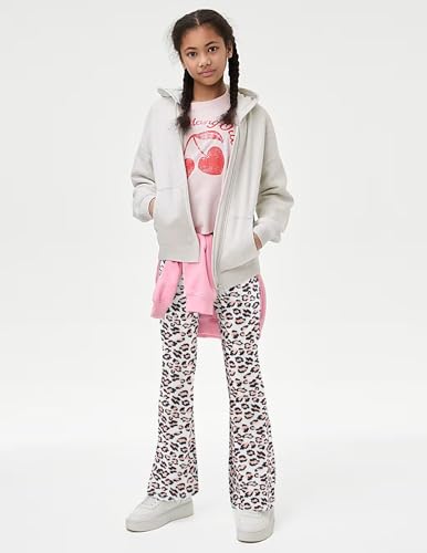 Arshiner Girls Print Flare Leggings Kids Elastic High Waisted Bell Bottoms Yoga Pants with Pockets3