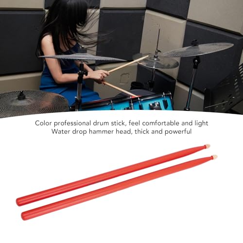 2 pares de baquetas de madera 5A con diseño ergonómico, antideslizantes para niños, adultos y principiantes, para batería, práctica y bandas juveniles (rojo) miniatura 5