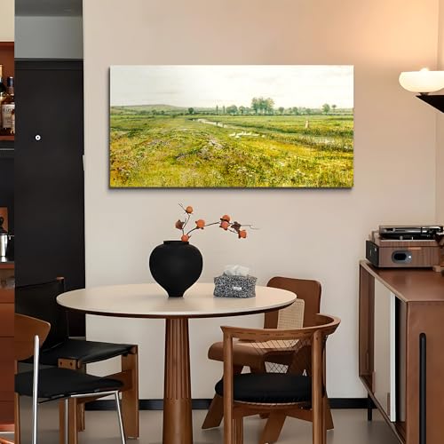 crmotu Landscape Wall Art, Nature Wall Decor, Large Vintage Wall Art, Pastoral Scenic Art Prints, Meadow Wildflowers Canvas Pictures for Living Room Bedroom Office Rustic Farmhouse Decor 24"X48"