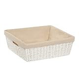 Honey-Can-Do STO-03559 Parchment Cord Basket with Handles and Liner, White, 13 x 15 x 5 inches
