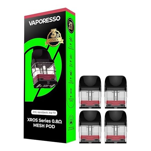 Vaporesso Xros Replacement Pods, 0.8 Ohm, Integrated Coils, Corex 2.0, Compatible with Xros3, Xros3 Mini, Xros4, Xros4 Mini, Xros5, Xros5Mini, Vaporesso Vaping Pods, Refillable, Pack of 4, No Nicotine