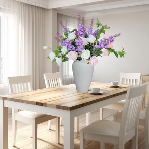 La.Ponee LAAF-240715-02 Premium Silk Flower Arrangements, Purple Lavenders Fake Larkspur Pink & White Roses, Artificial Flower Bouquets thumb #4