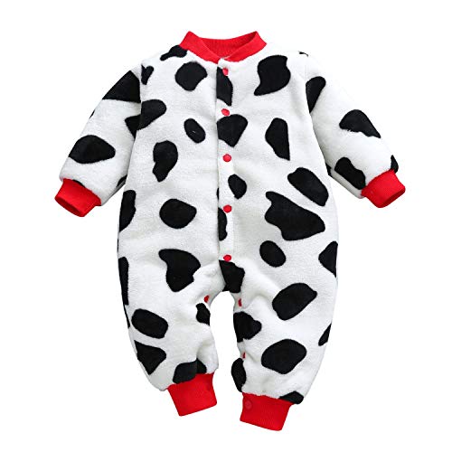 Frestepvie Newborn Baby Boys Girls Fleece Romper Winter Warm Thermal Onesie Jumpsuit Soft Thicken Button Down Bodysuit Pajamas