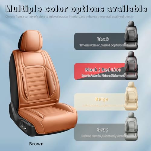 Image of Fit Equinox Premium Leather Car Seat Covers Compatible with Chevy Equinox 2011-2026, Breathable, Wear Resistant, Airbag Compatible, All-Weather Protection & Full Coverage, Full Set Brown