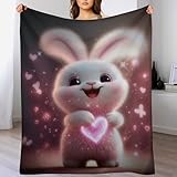 AAPZY Kaninchen Decke Super Soft Flannel Fleece Überwurfdecken Für Bettwsche Sofa Schlafzimmer Decken Wohnzimmer Reisen Vier Jahreszeiten Wohndecke （100×130cm）