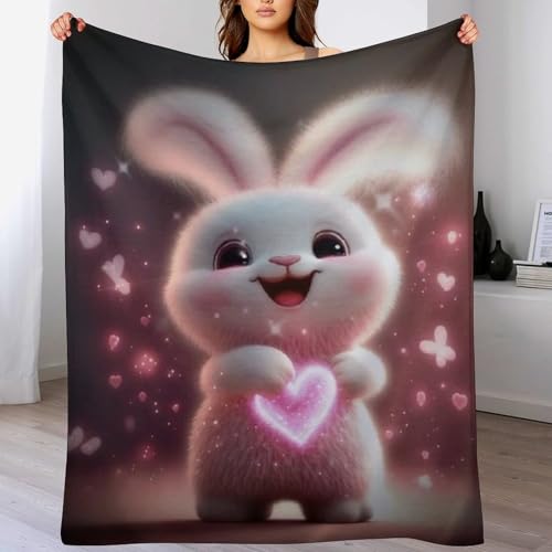 AAPZY Kaninchen Decke Super Soft Flannel Fleece Überwurfdecken Für Bettwsche Sofa Schlafzimmer Decken Wohnzimmer Reisen Vier Jahreszeiten Wohndecke （100×130cm）