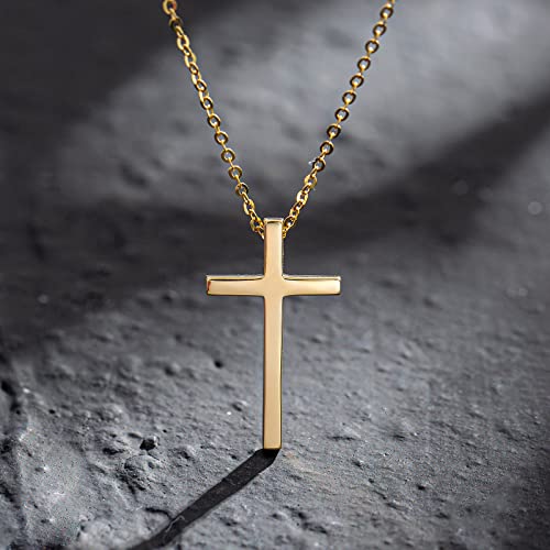 Carleen 14K Solid Real Yellow Gold Small Little Faith Cross Crucifix Pendant Necklaces Jewelry Valentines Day Gift Idea for Women, 18" Chain - Image 6