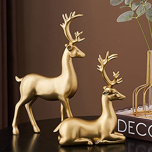 Eoiips Deer Decor Reindeer Statues, Resin Sitting & Standing Deer Figurines Modern Home Decorations For Living Room, Bedroom, Office, Desktop,Dinner Table(2Pcs) #TOP4