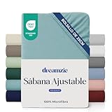Dreamzie Sabanas 90x190 cm - Esquinas de 35 cm para Colchones Gruesos - 100% Microfibra, Sabanas Bajeras Completamente Elásticas
