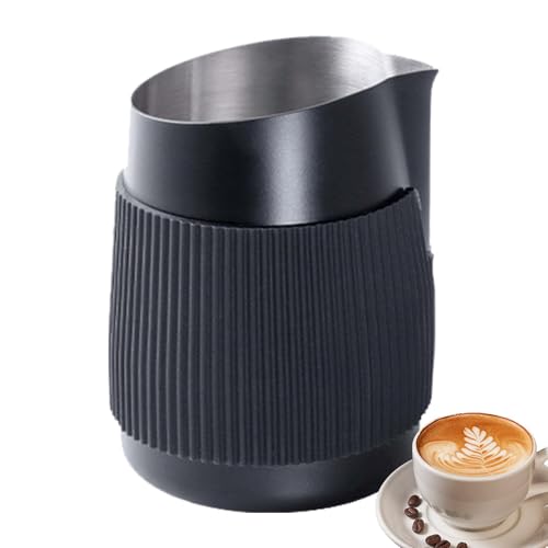 Jarra para espumar leche - Taza para espumar leche, Taza para espumar capuchino de 420 ml Olla vaporera | Jarra de espuma de leche de acero inoxidable para el hogar, viajes al aire libre