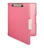 Dexas Slimcase 2 Storage Clipboard with Side Opening, Pink Glitter with White Binding