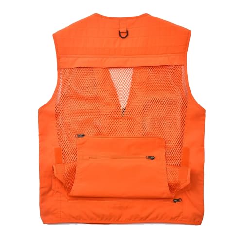 Spanye Blaze Orange Hunting Vest for Men Outdoor Fishing Photo Tractical Vests with Pockets Quick Dry Waistcoat (02 Orange M) - Thumbnail 4