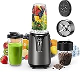 TECKNET 1000W Mixer Smoothie Maker,Standmixer Zwei BPA-freie Becher (500ml&150ml),Tragbarer Mixer Mit Kreuzklingenhalter Man kann Smoothies und Milchshake,leicht zu reinigen