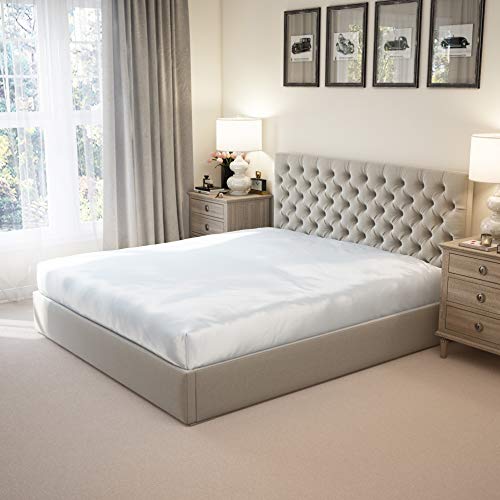 Mulberry Park 100% Pure King Silk Fitted Sheet 22 Momme 6A Mulberry Silk Bed Sheets with 15" Deep Pocket - Breathable, Ultra-Soft, Oeko-TEX Certified, Seamless - White