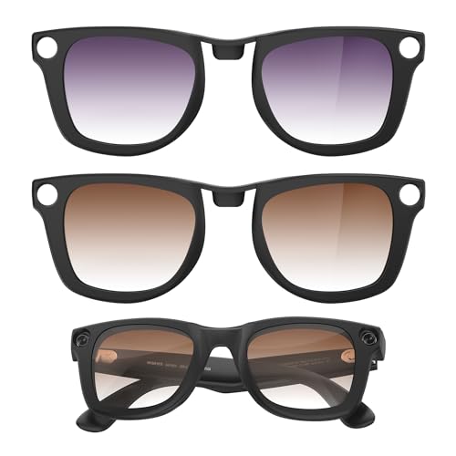 HiBloks �Ό��O���f�[�V�����N���b�v�I�� 2�g Ray-Ban Meta Wayfarer Gen 1 & 2 RW4006/4012�p �}�b�g/�V���C�j�[�t���[��(�u���E���A�O���[), �}�b�g�t���[���B, M