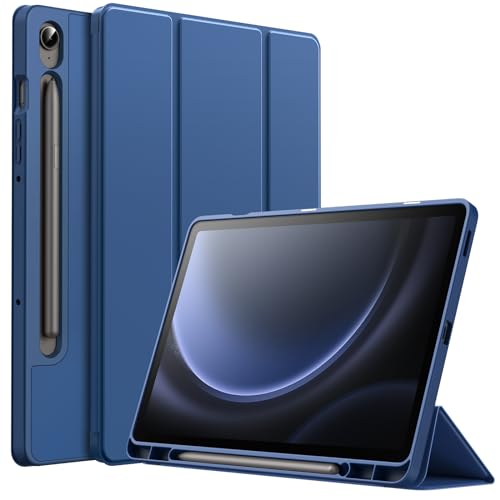 JETech Case for Samsung Galaxy Tab S10 Lite / S10 FE / S9 FE 10.9-Inch with S Pen Holder, Soft TPU Tri-Fold Stand Protective Tablet Cover, Support S Pen Charging, Auto Wake/Sleep (Navy)