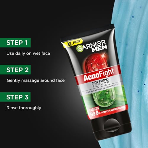 Image of Garnier Men, Anti-Pimple Face Wash, Repairs Skin & Balances Oils, AcnoFight, 155 g