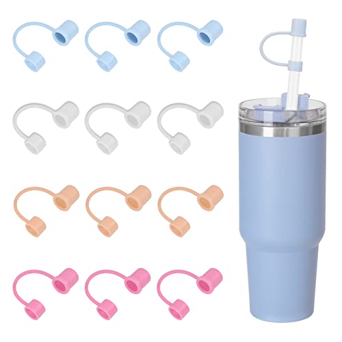 Greant 12 PCS Straw Cover Cap for Stanley Adventure Quencher Cups, Dust-proof Silicone Straw Topper for Stanley, Reusable Straw Tips for 0.4 in Wide Drinking Straws
